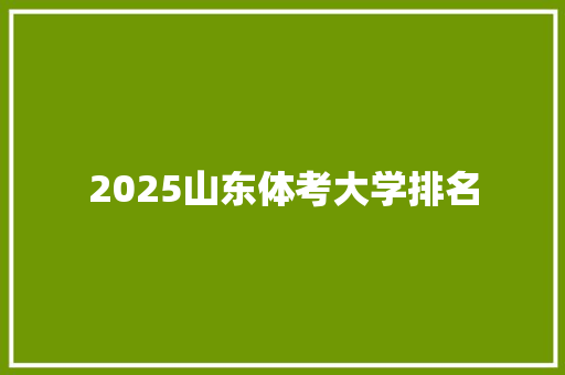 2025山东体考大学排名