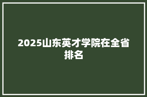 2025山东英才学院在全省排名