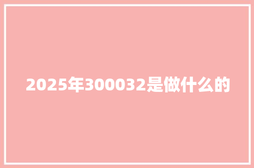 2025年300032是做什么的