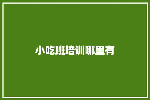 小吃班培训哪里有