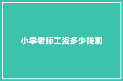小学老师工资多少钱啊