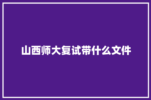 山西师大复试带什么文件