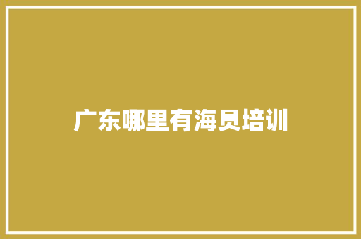 广东哪里有海员培训