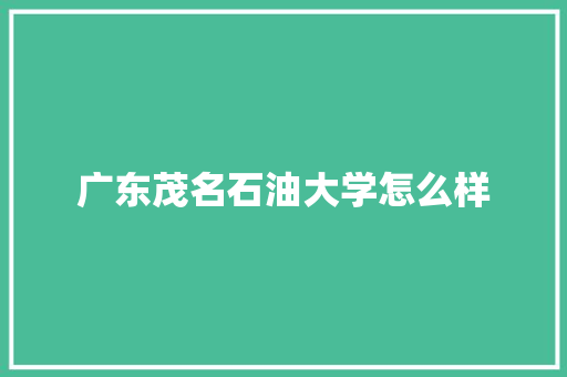 广东茂名石油大学怎么样
