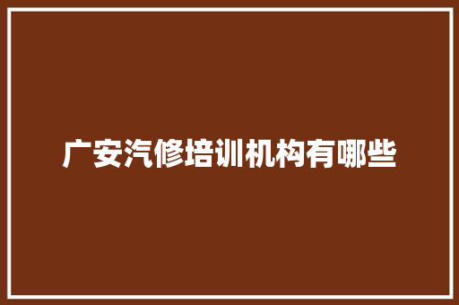 广安汽修培训机构有哪些