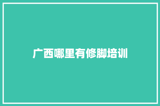 广西哪里有修脚培训