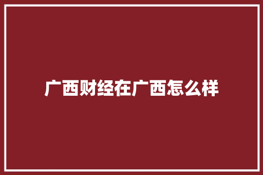 广西财经在广西怎么样