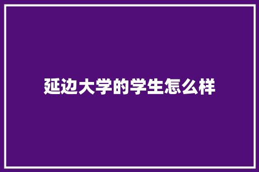 延边大学的学生怎么样