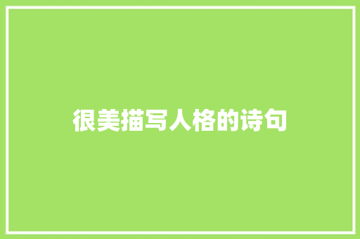 很美描写人格的诗句