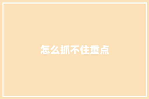 怎么抓不住重点