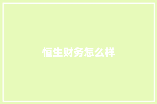 恒生财务怎么样