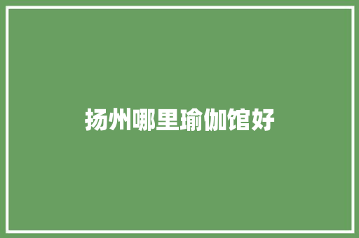 扬州哪里瑜伽馆好