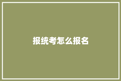 报统考怎么报名