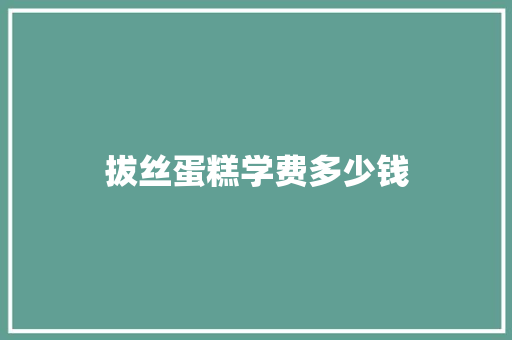 拔丝蛋糕学费多少钱