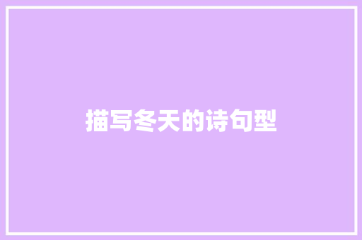 描写冬天的诗句型