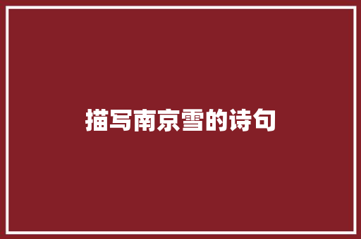 描写南京雪的诗句