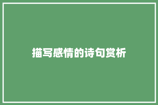 描写感情的诗句赏析