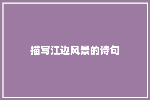 描写江边风景的诗句