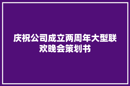 庆祝公司成立两周年大型联欢晚会策划书 写作素材
