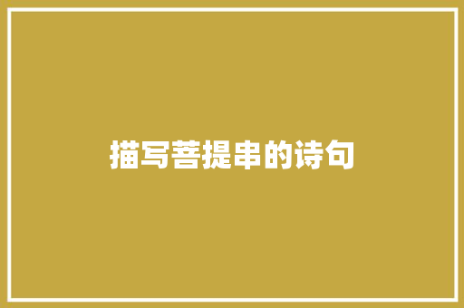 描写菩提串的诗句