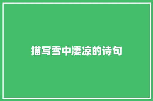 描写雪中凄凉的诗句