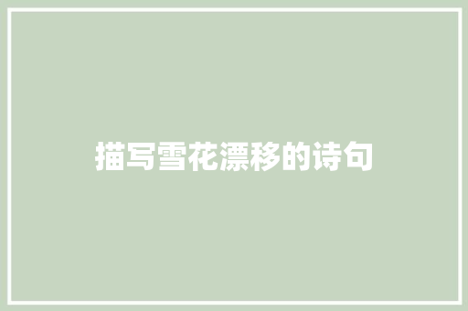 描写雪花漂移的诗句