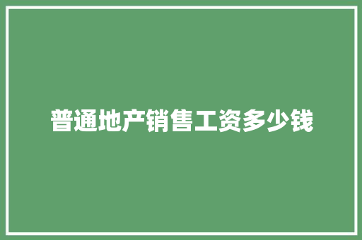 普通地产销售工资多少钱