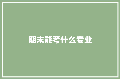 期末能考什么专业
