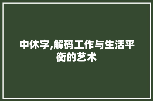 中休字,解码工作与生活平衡的艺术 报告写作