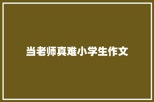当老师真难小学生作文