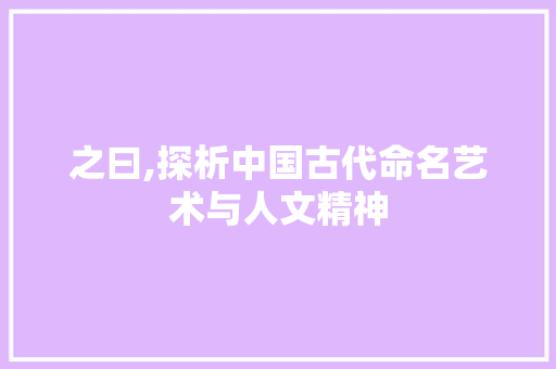 之曰,探析中国古代命名艺术与人文精神