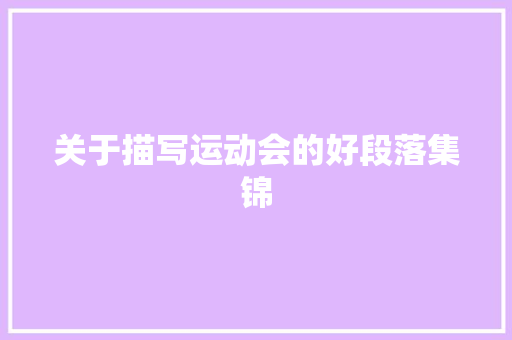 关于描写运动会的好段落集锦 简历模板