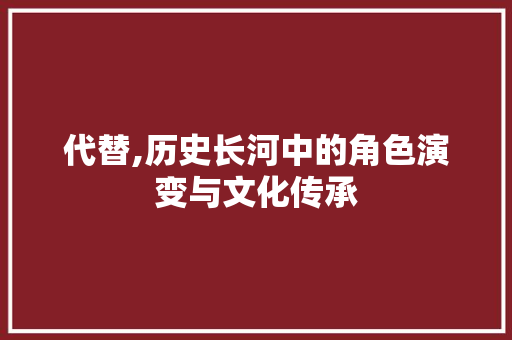 代替,历史长河中的角色演变与文化传承