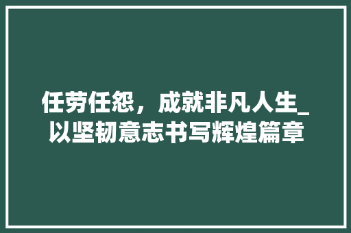 任劳任怨，成就非凡人生_以坚韧意志书写辉煌篇章