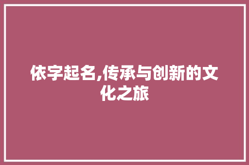 依字起名,传承与创新的文化之旅