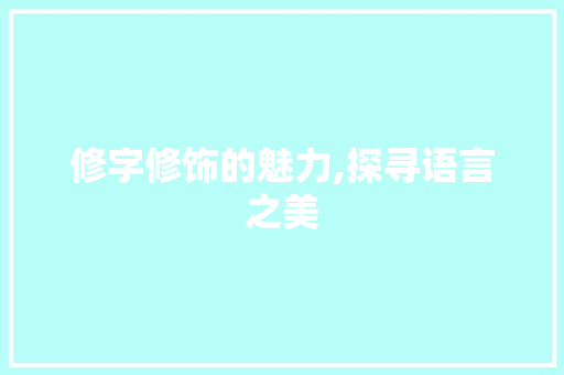 修字修饰的魅力,探寻语言之美