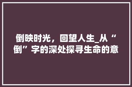 倒映时光，回望人生_从“倒”字的深处探寻生命的意义