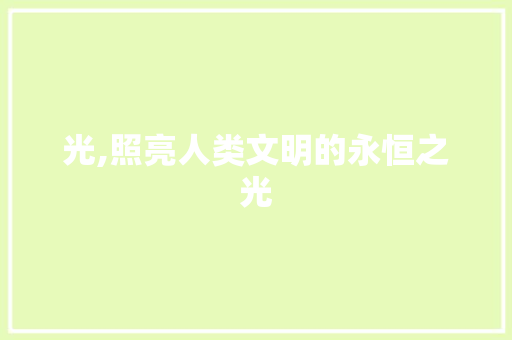 光,照亮人类文明的永恒之光