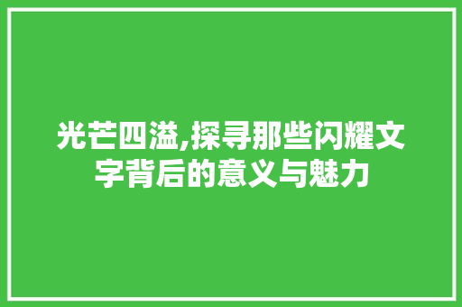 光芒四溢,探寻那些闪耀文字背后的意义与魅力