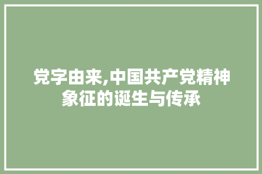党字由来,中国共产党精神象征的诞生与传承
