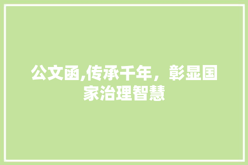 公文函,传承千年，彰显国家治理智慧