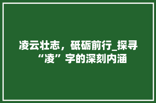 凌云壮志，砥砺前行_探寻“凌”字的深刻内涵