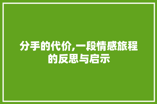 分手的代价,一段情感旅程的反思与启示
