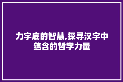 力字底的智慧,探寻汉字中蕴含的哲学力量
