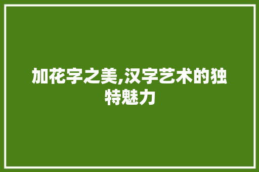 加花字之美,汉字艺术的独特魅力