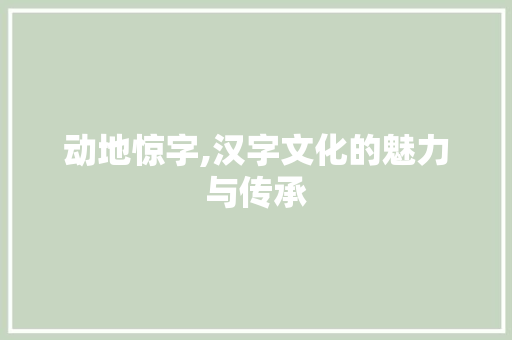 动地惊字,汉字文化的魅力与传承 商业文案