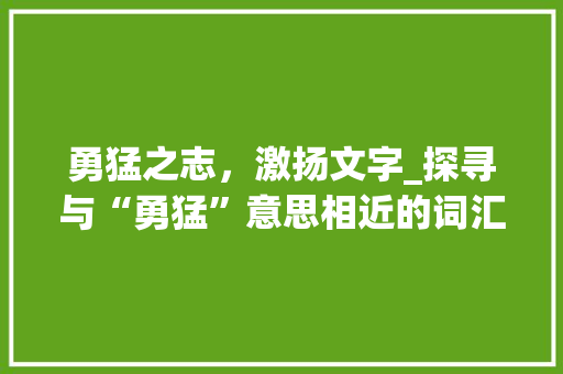 勇猛之志，激扬文字_探寻与“勇猛”意思相近的词汇及其内涵