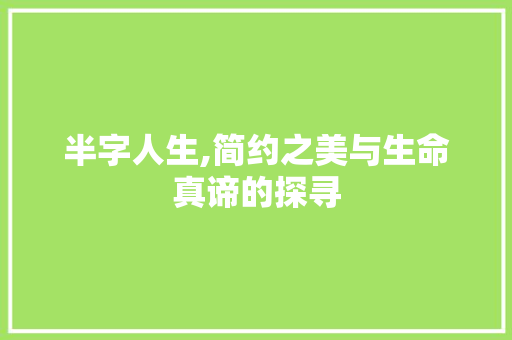 半字人生,简约之美与生命真谛的探寻