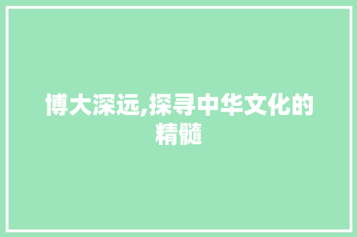 博大深远,探寻中华文化的精髓