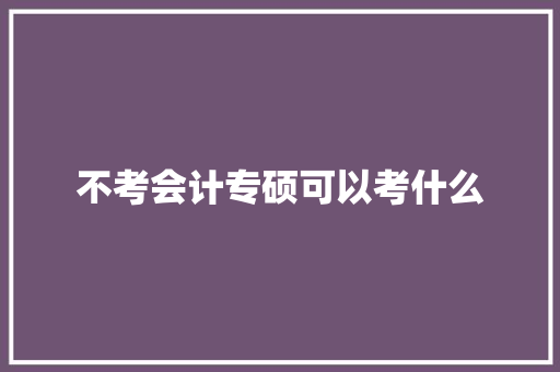 不考会计专硕可以考什么